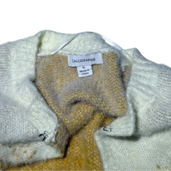 Calligraphie Kimono Style Ruffle Cardigan XL Soft Fuzzy Open Front - Picture 3 of 3